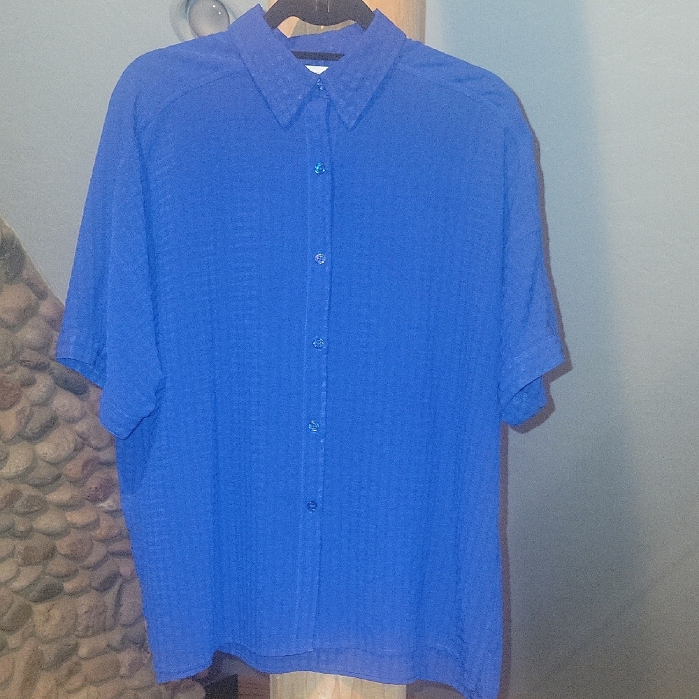 Max Studio Blue Casual Button Down Shirt